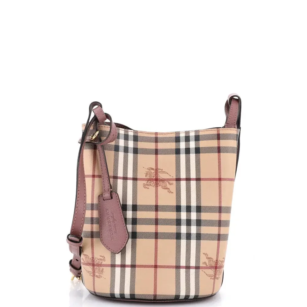 Burberry Lorne Bucket Bag Haymarket #260613B10B - Picture 1 of 6